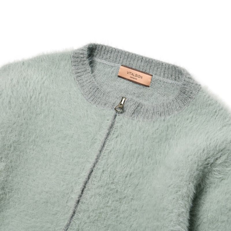 [LINE] Mohair Wool Blend Knit Zip-Up