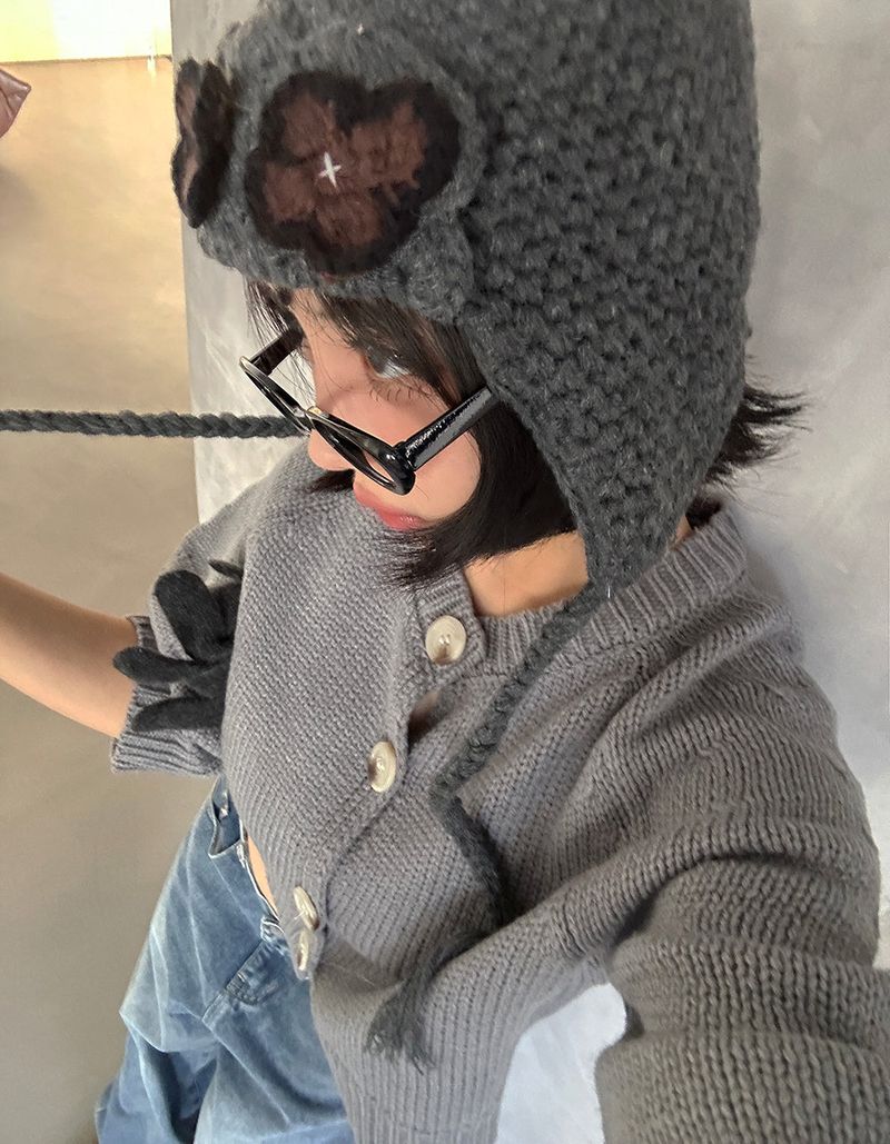 wool knit finger gloves