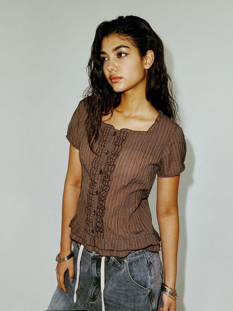 SQUARE BLOUSE BROWN