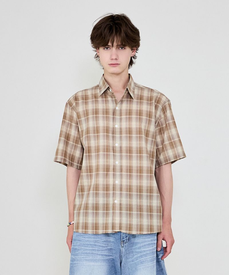 marina check half shirts beige