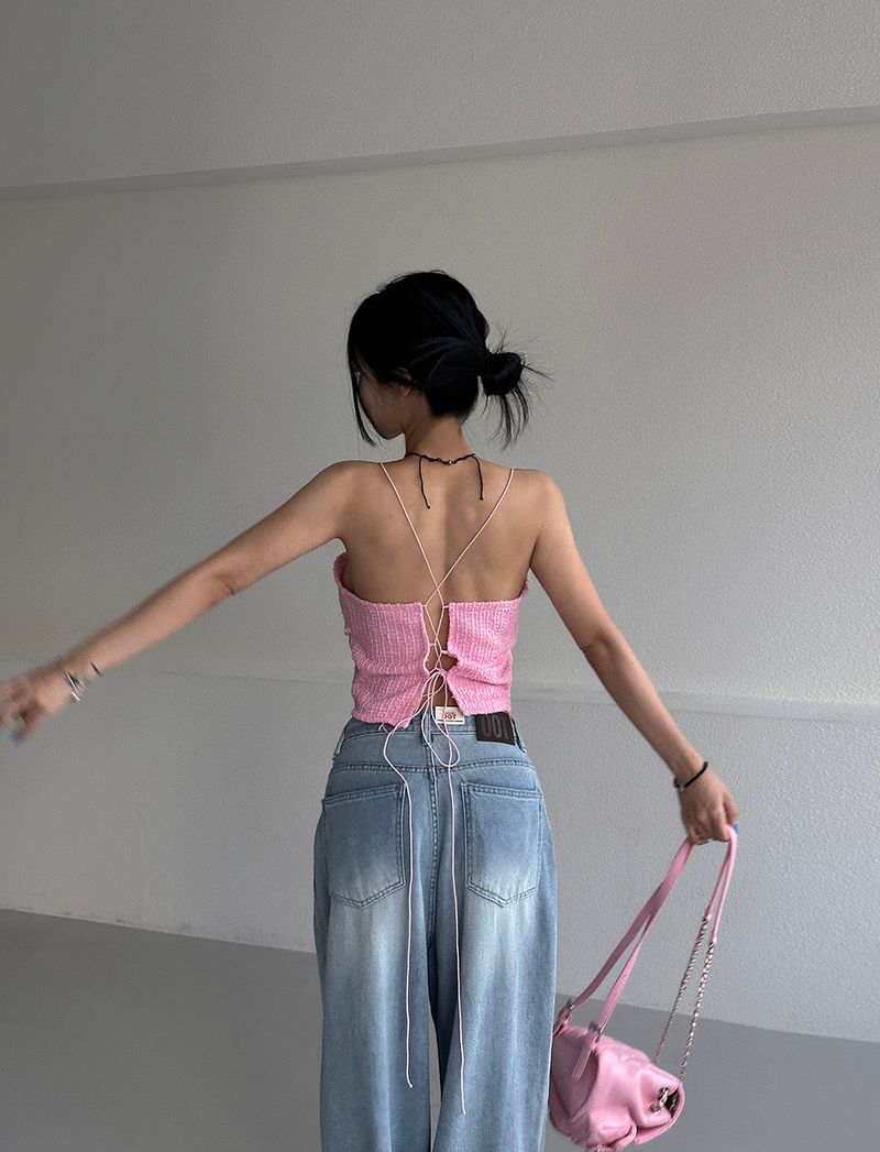 BLACKPINK Tweed Backless Bustier