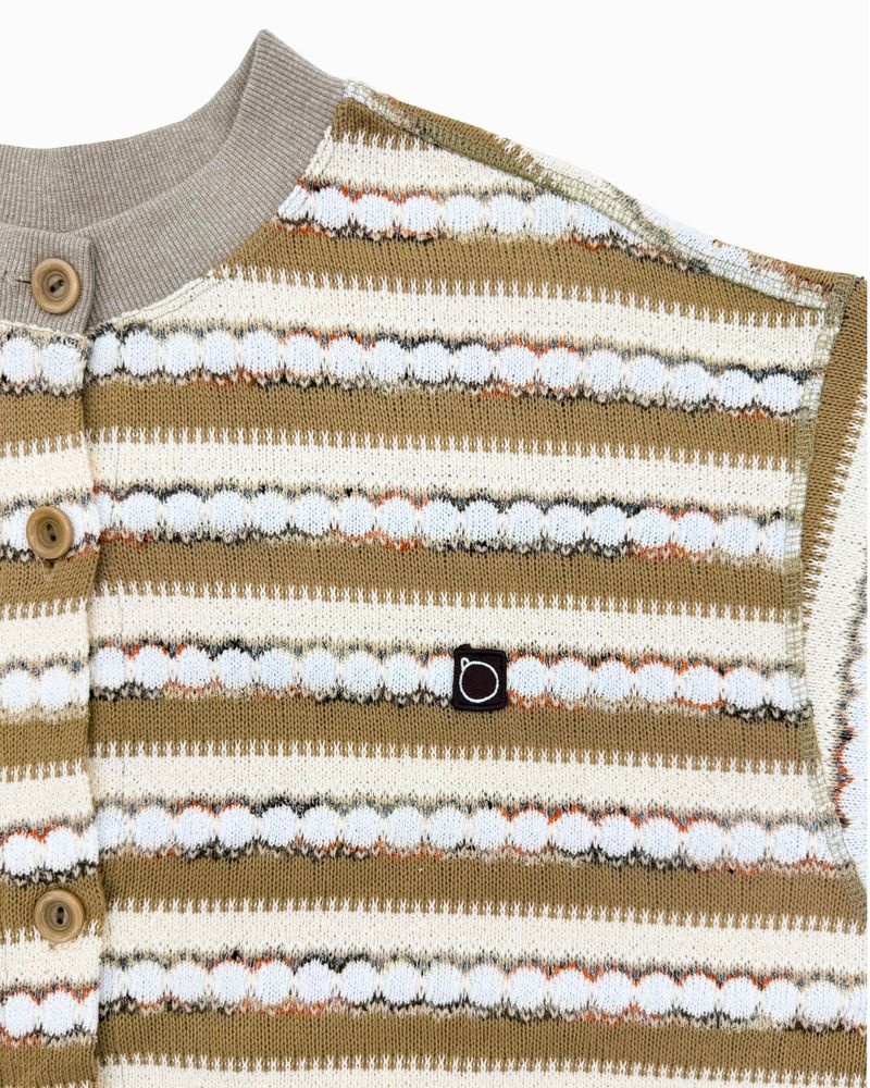 Alarm Loop Stripe Knit Cardigan - Beige