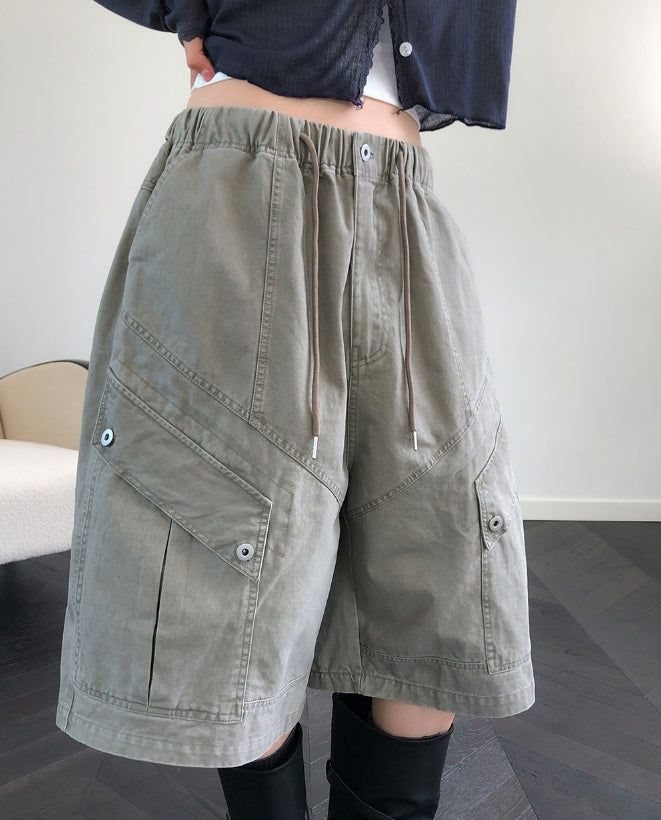 Roach Pigment Deep Dyeing Cargo Bermuda Shorts
