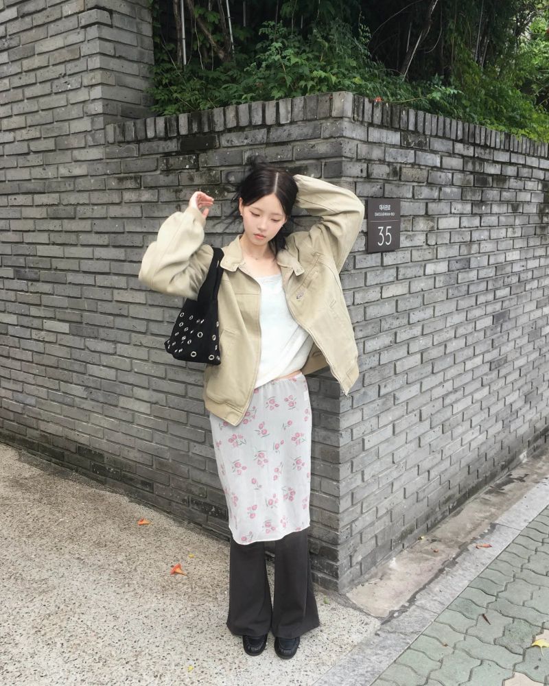 Flower chiffon skirt