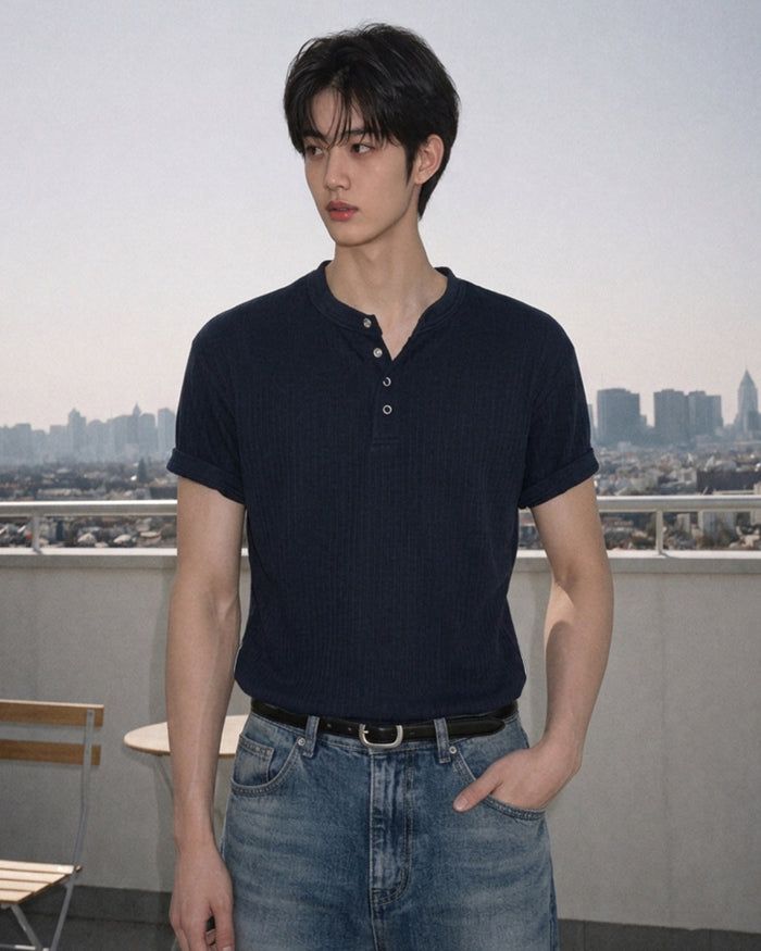(M's) Allday Henley Neck T-shirt