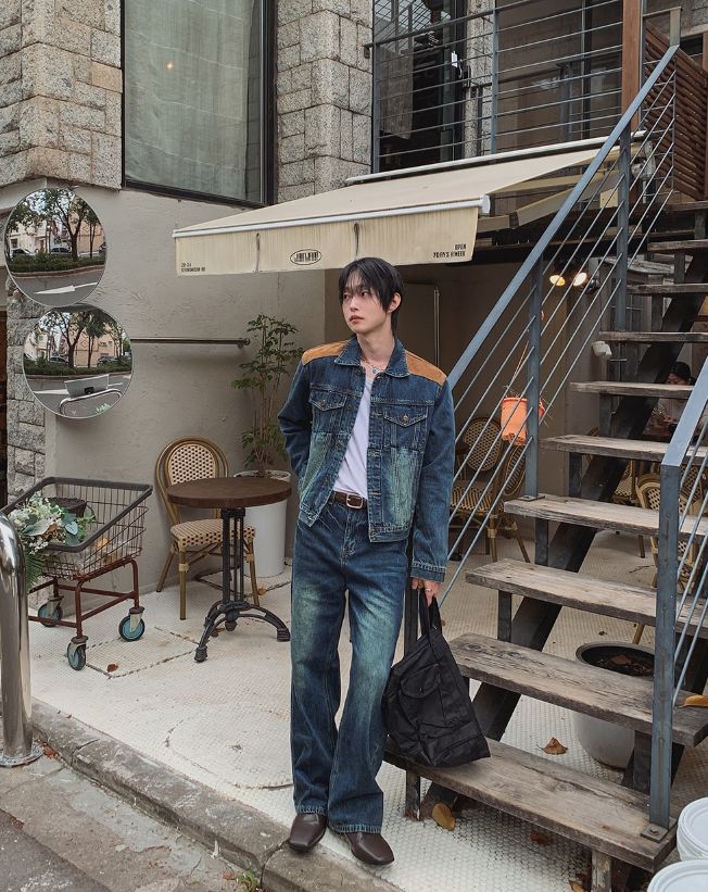 Morgan Corduroy Patch Wide Denim Pants