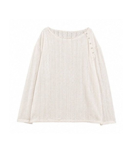 26SS★ [PLAN MADE/MADE] Slant Snap Damaged Knit