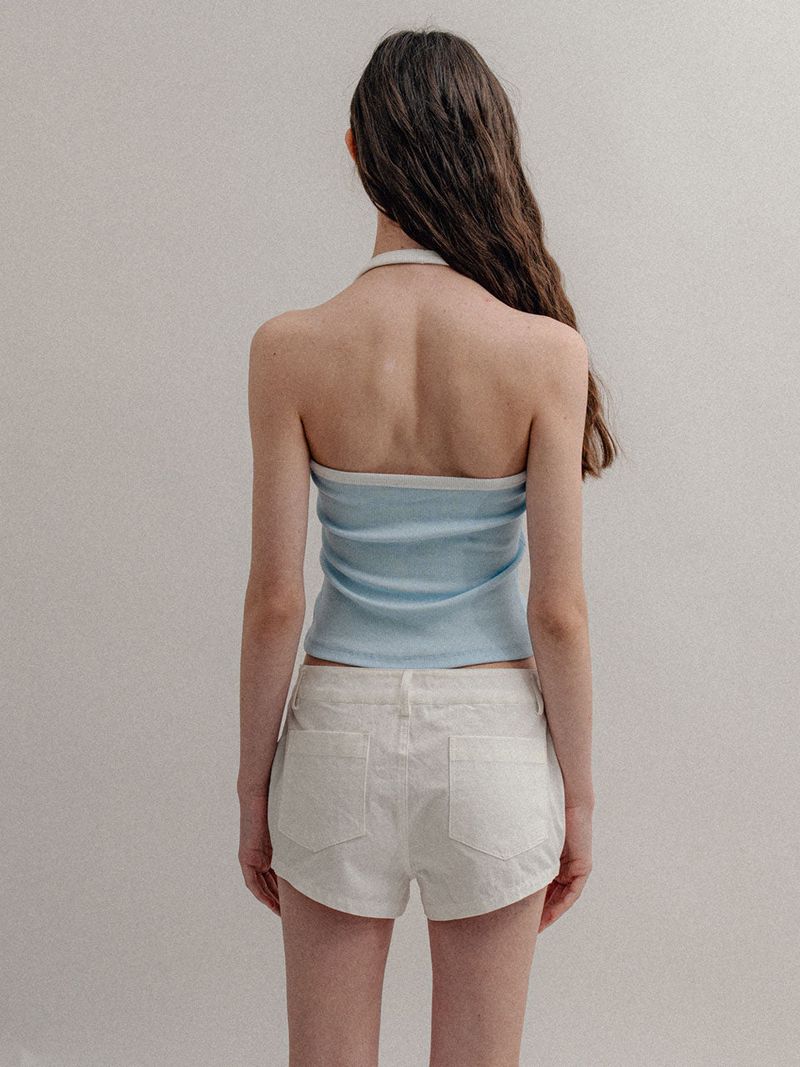 Ribbed Halter Top_Skyblue