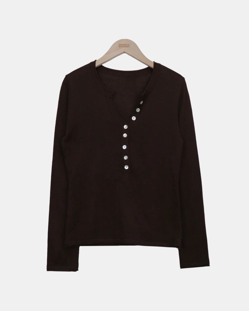 Chea Button V-Neck Long-Sleeve Knit