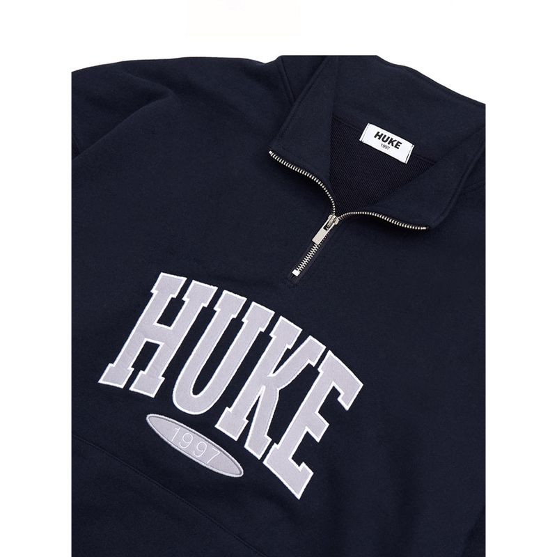 HUKE ロゴ ネイビー ハーフジップアップ MTM