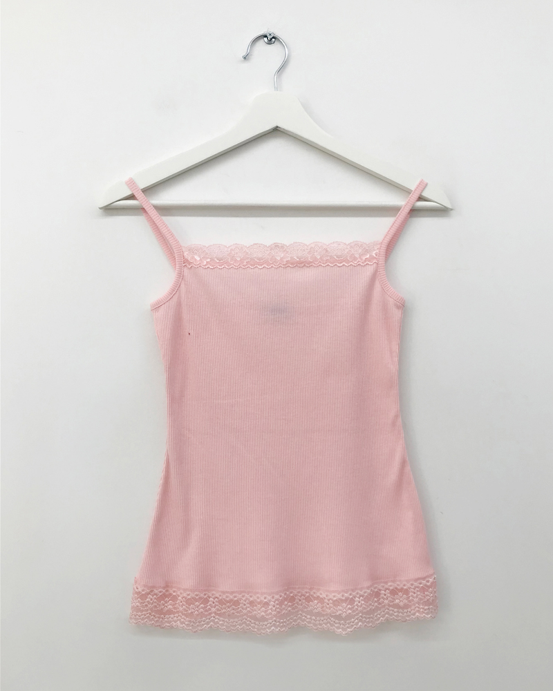 Drop ribbed lace sleeveless top (7color) 