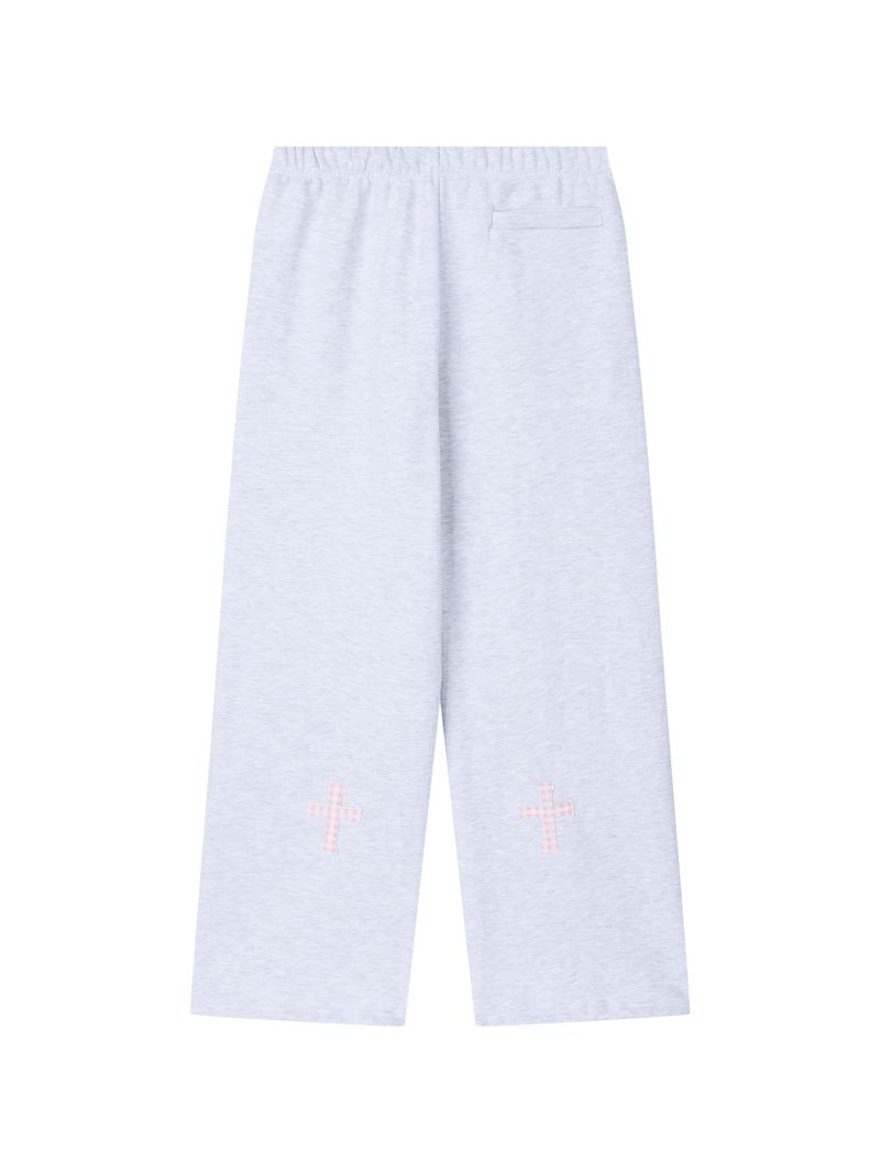 KIRI SKULL PATCH SWEAT PANTS (LIGHT GREY)