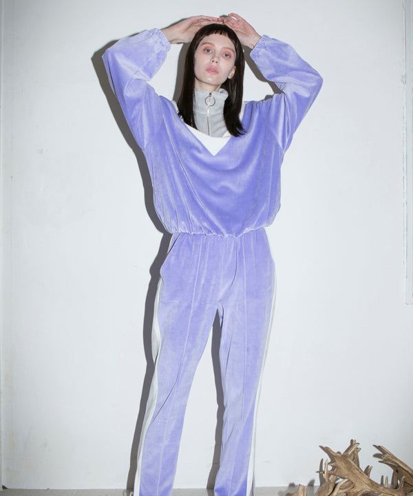 velvet training zip-up top - VIOLET