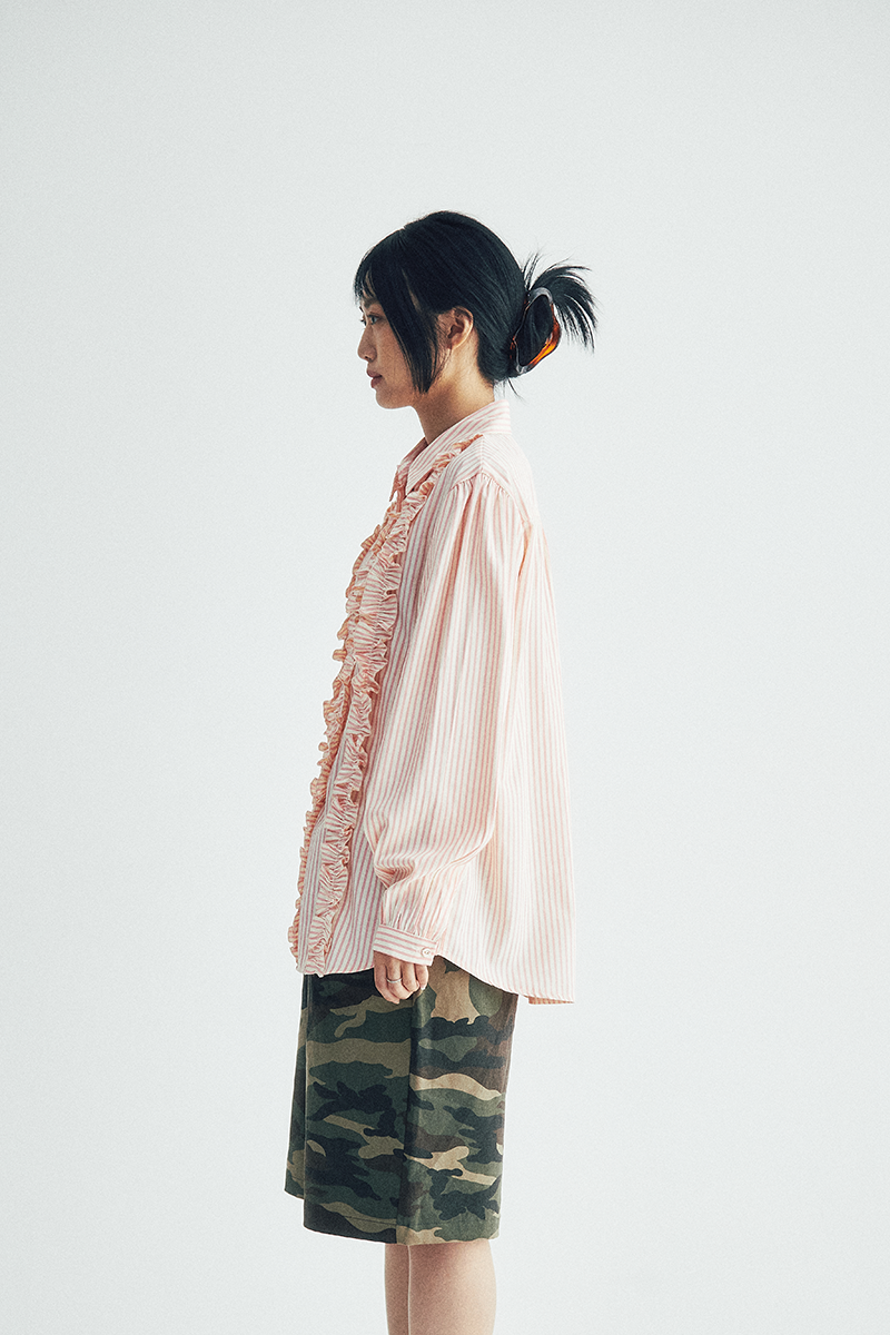 Stripe Frill Blouse (pink)
