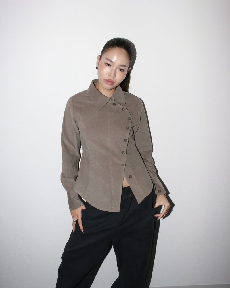 Side button shirts [Taupe]