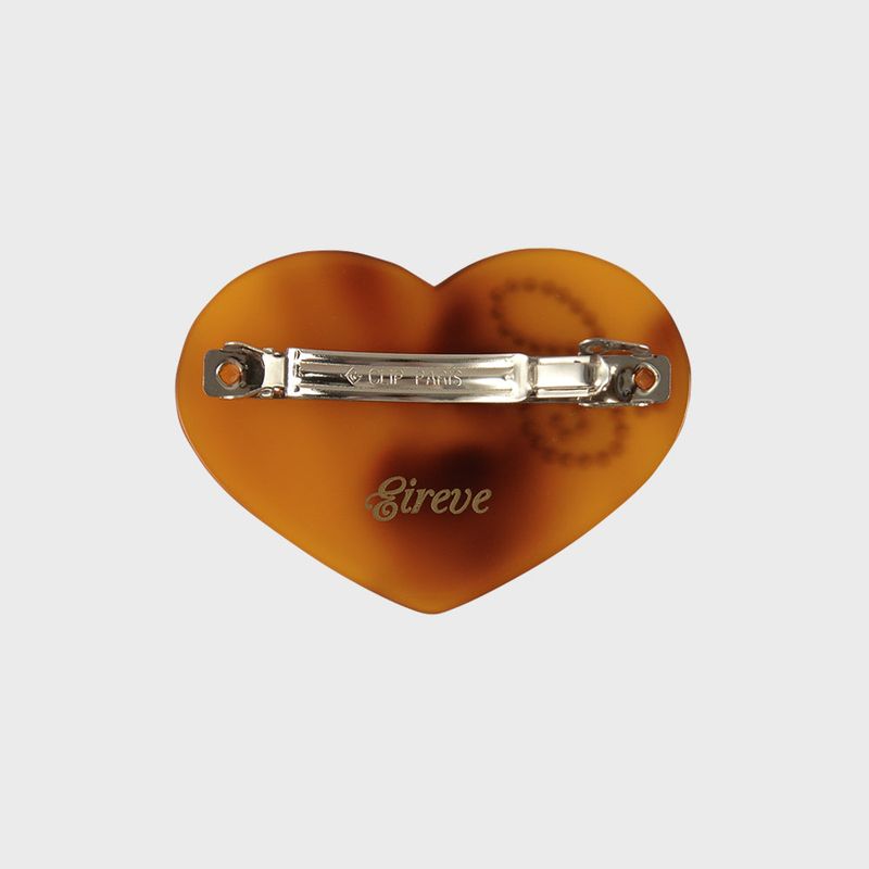 LOGO HEART BARRETTE_LEOPARD BROWN