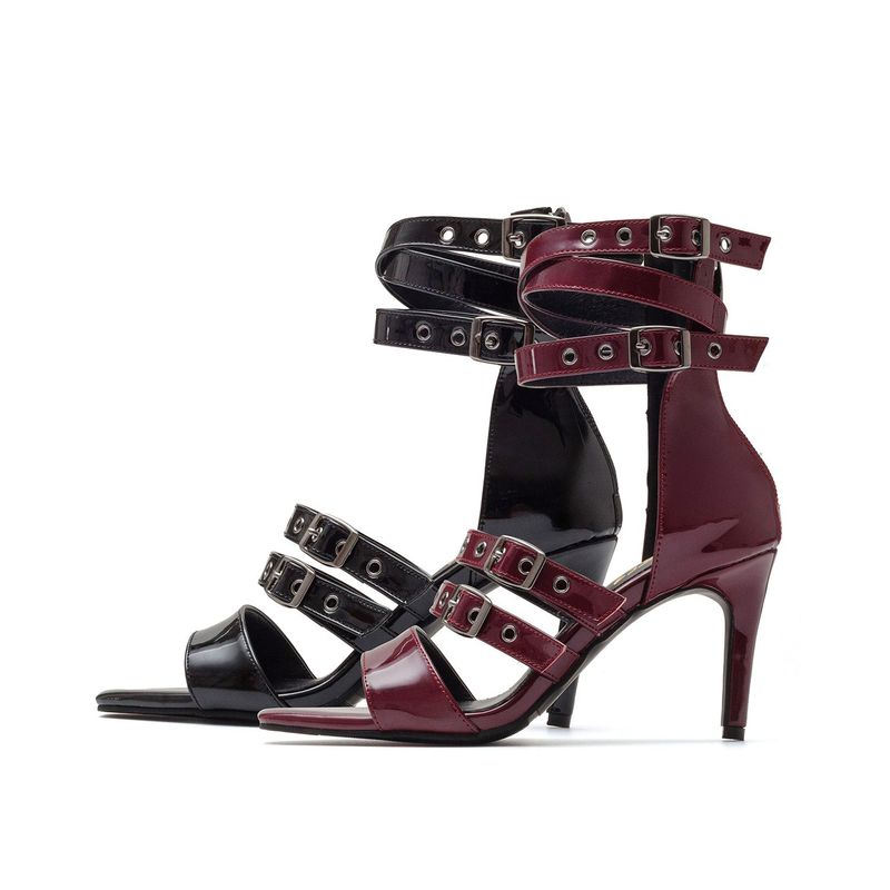 Buckle Strap Sandal Heel(Black)