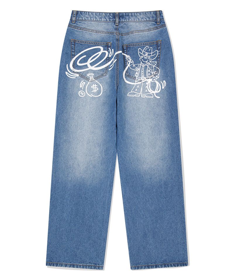 BACK LOGO WASHED DENIM PANT