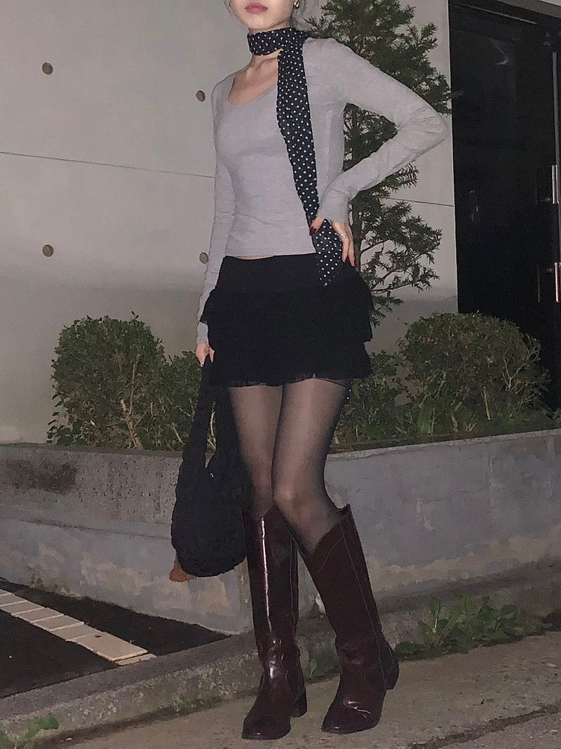 Dot Scarf Set T-Shirt (2colors)