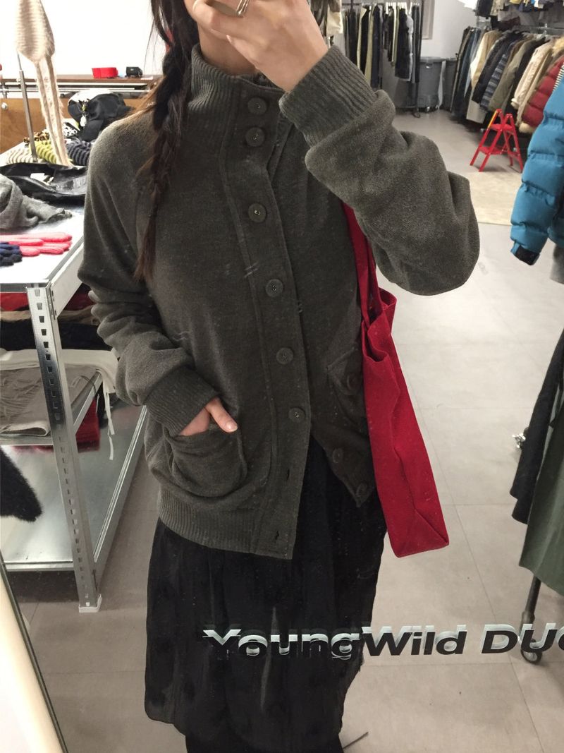 Mock neck high cardigan (3color)