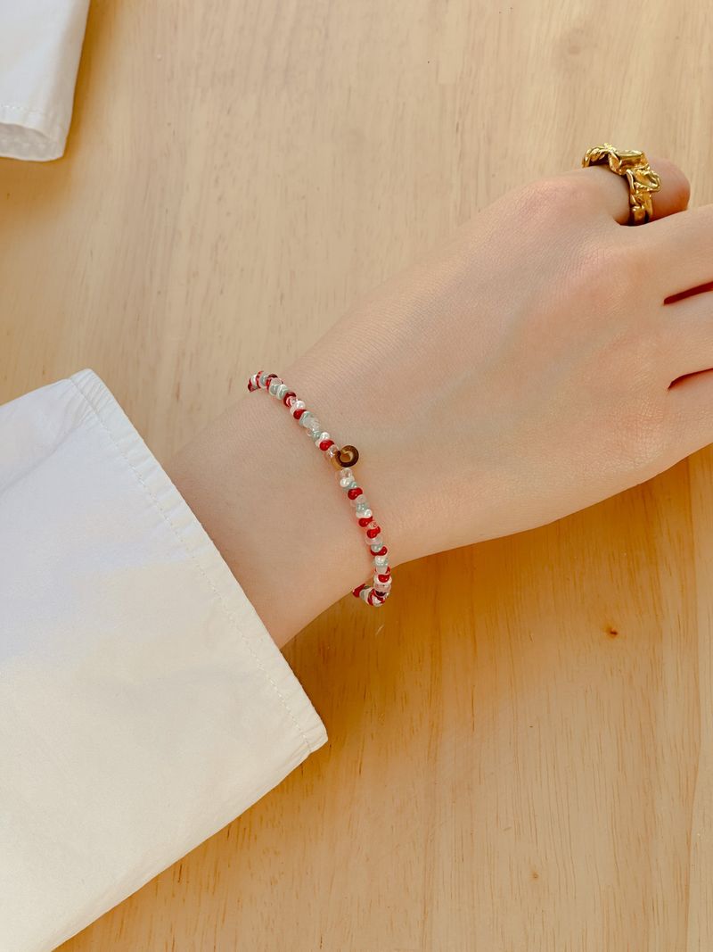Coral Blue Beads Initials Bracelet