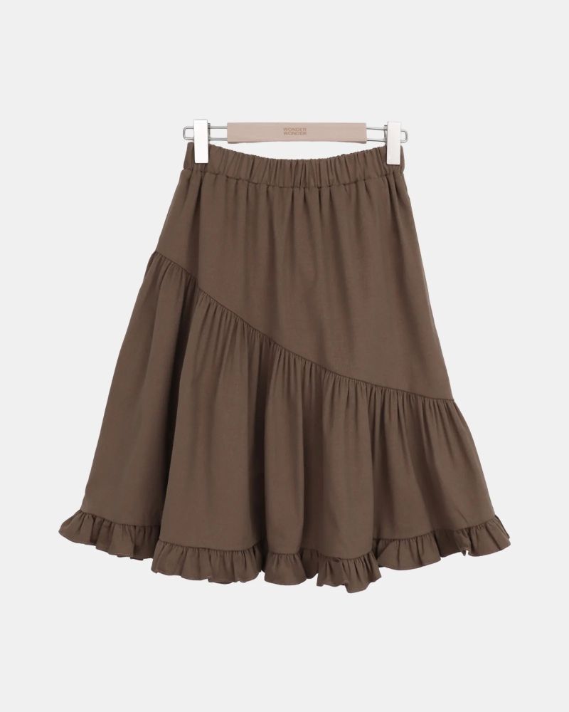 Roman Peach Frill Midi Skirt