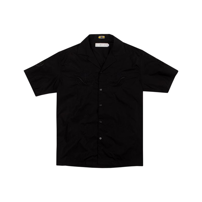 C.O.M.E（シーオーエムイー）の「[UNISEX] Mission Patch Bowling Shirt (BLACK)（Tops）」
