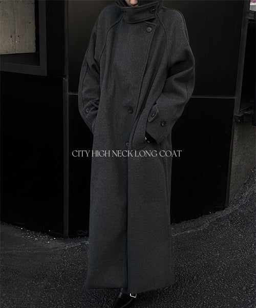 city high neck long coat (2color)