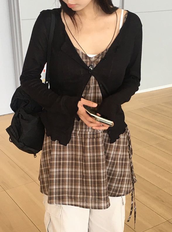 Gaps Check Bustier String Sleeveless One Piece