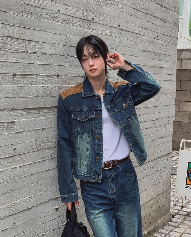 Morgan Corduroy Patch Denim Trucker Jacket