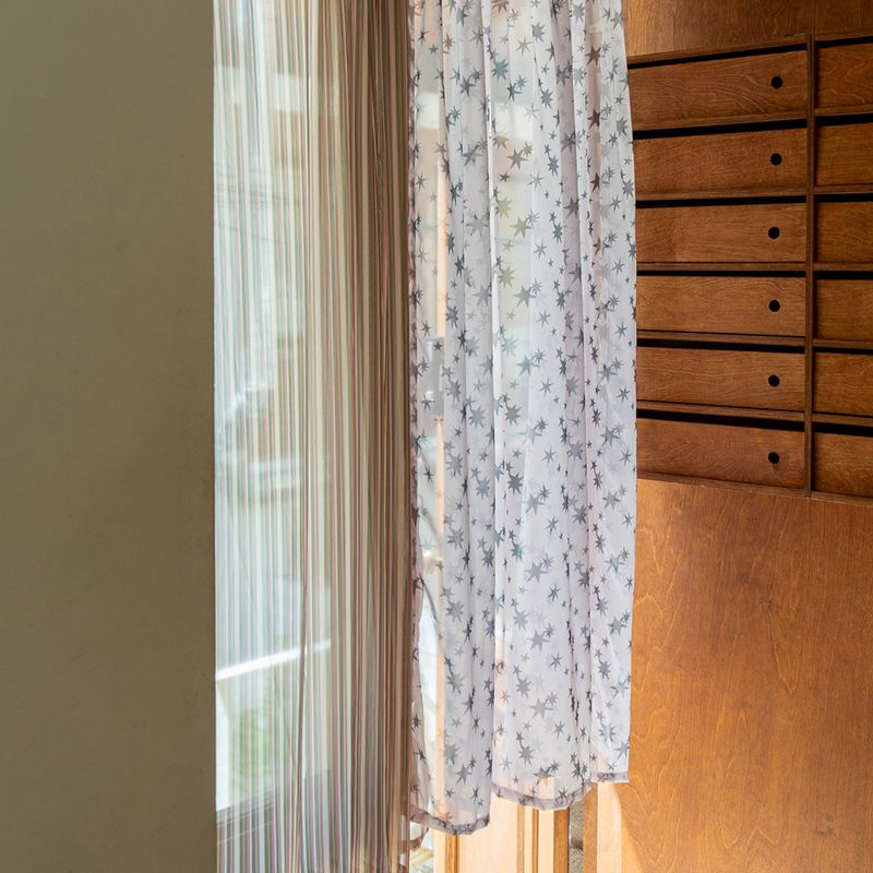 Retro Patterned Chiffon Door Curtain - M size