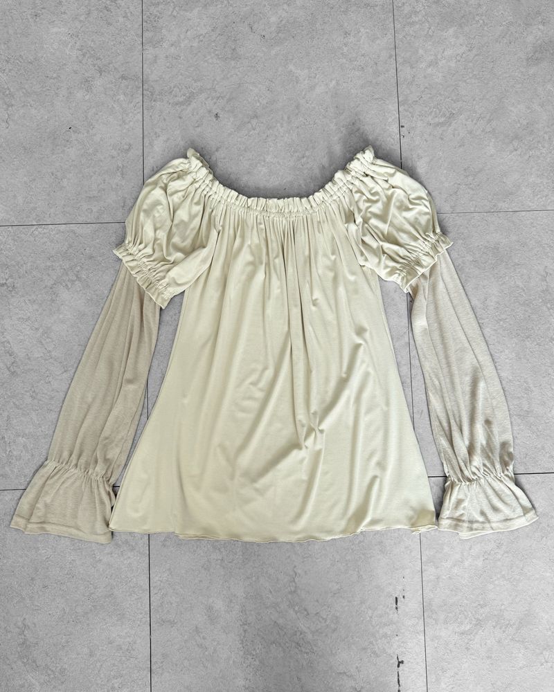 NAVI SHIRRING OFF-SHOULDER DRESS