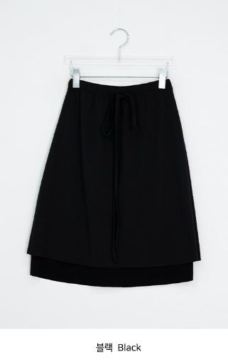 Haya Embossed Floral Layered Banding Midi Skirt