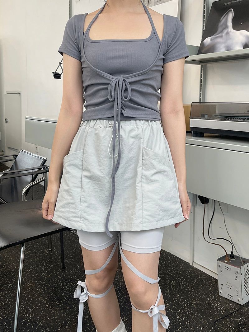 heenytsuki（ヒニツキ）の「Deep U-neck Corset Halterneck Sleeveless Set（Tops）」
