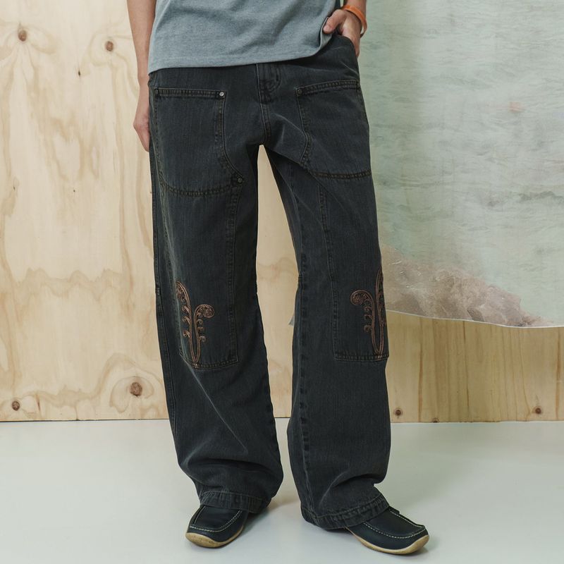 Ptery double knee pants / Black