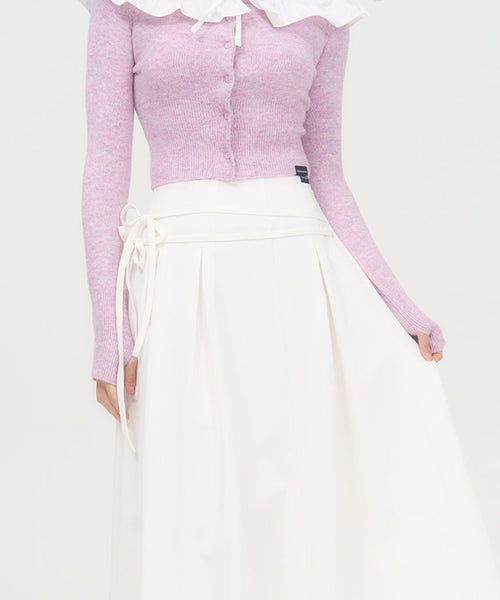 ZIZEMUSEUM(ジゼミュージアム)の「RIBBON FLARE LONG SKIRT (WHITE)(Skirts)」