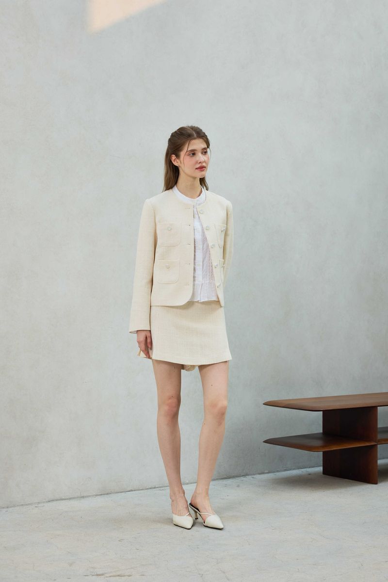 CHERISH TWEED SKIRT PANTS / WHITE