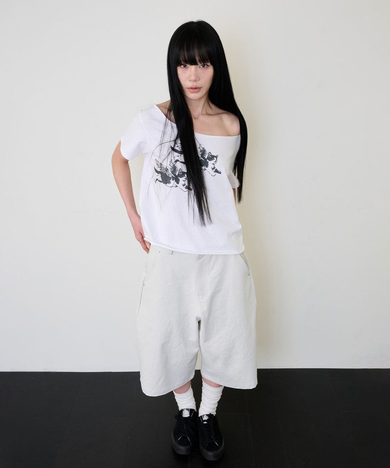 CROSS POCKET BERMUDA PANTS - LIGHT GRAY