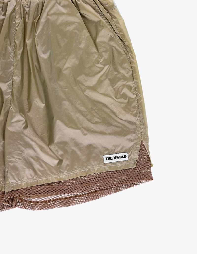 OPAQUE MESH LAYERED SHORT PANTS BEIGE