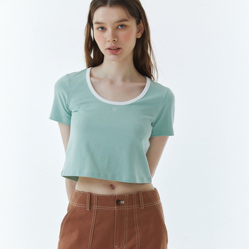 RAVEROUS（レイバロス）の「RVS Ringer Cropped T-Shirt Mint（Tops）」