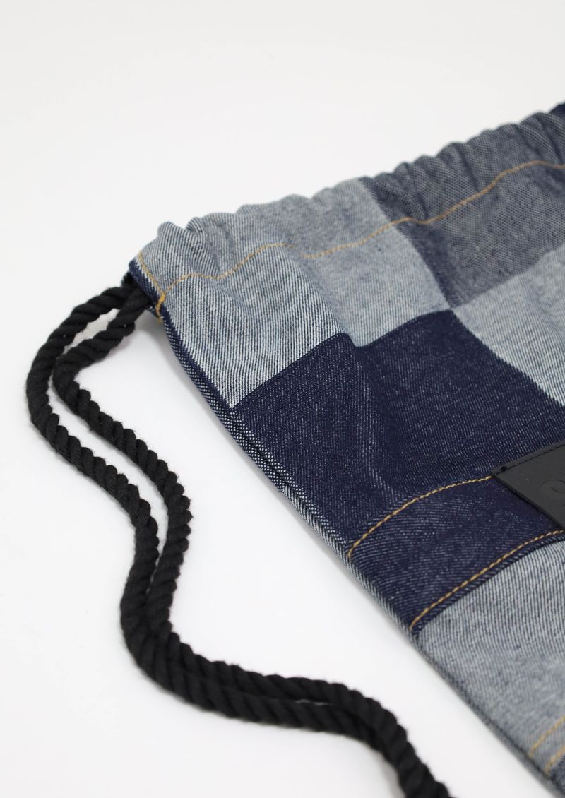 Square Denim Pocket Backpack