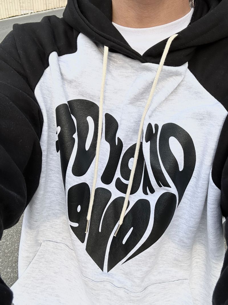 Heart raglan over hood