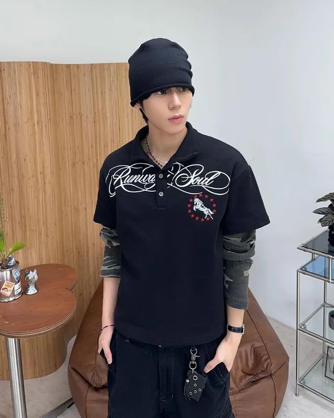 SATIIIZ（サティーズ）の「Bader Horse Camo Layered PK T-shirt（Tops）」