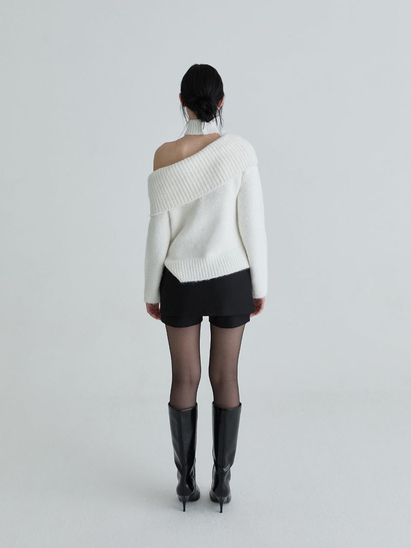 Muffler symbol knit set (White)
