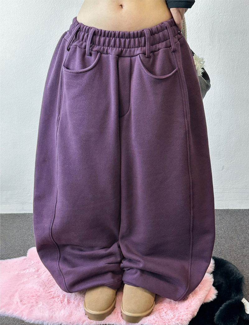 CCORTTI(コルッティ)の「Balloon Wide Collie Belt Color-Point Fleece Balloon Wide Pants 🖤💜 5COLOR(Pants)」