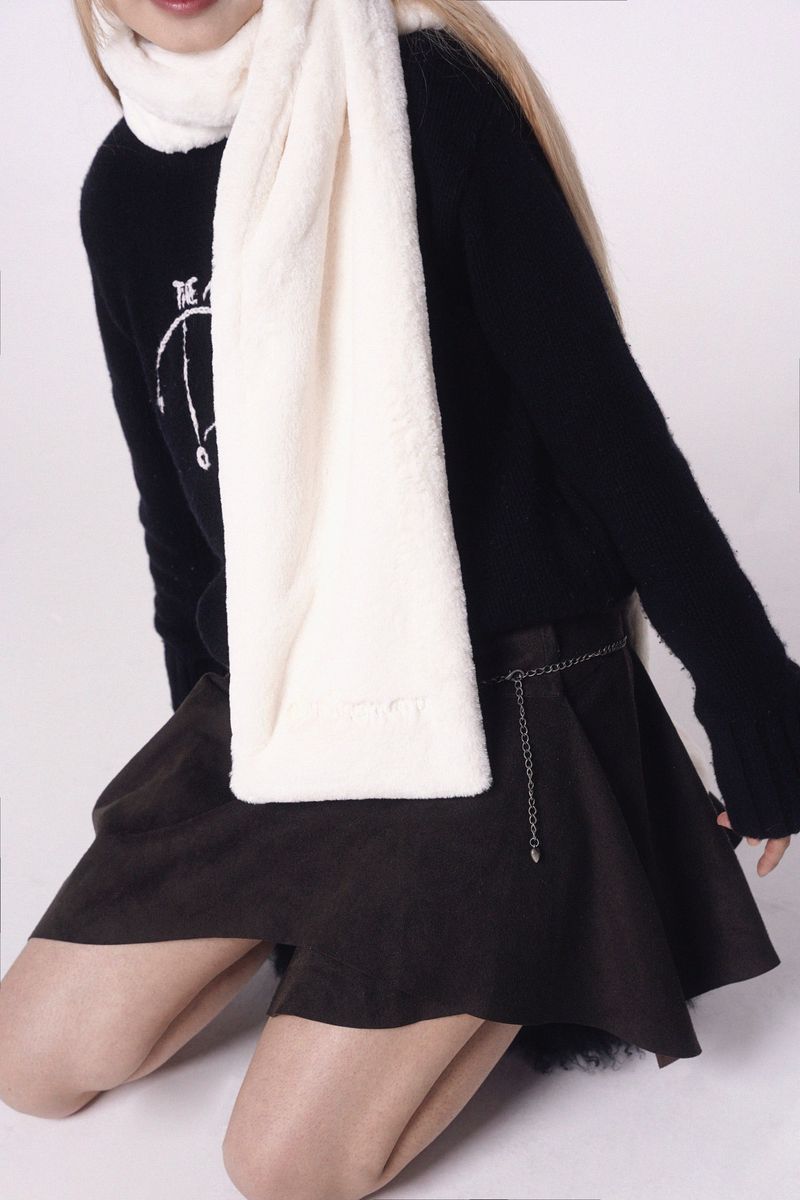 Ribbon Muffler_Fur ivory