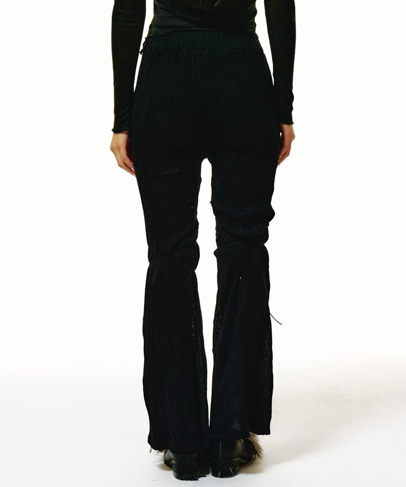 221-WAVE KNIT RIBBON BOOT CUT PANTS