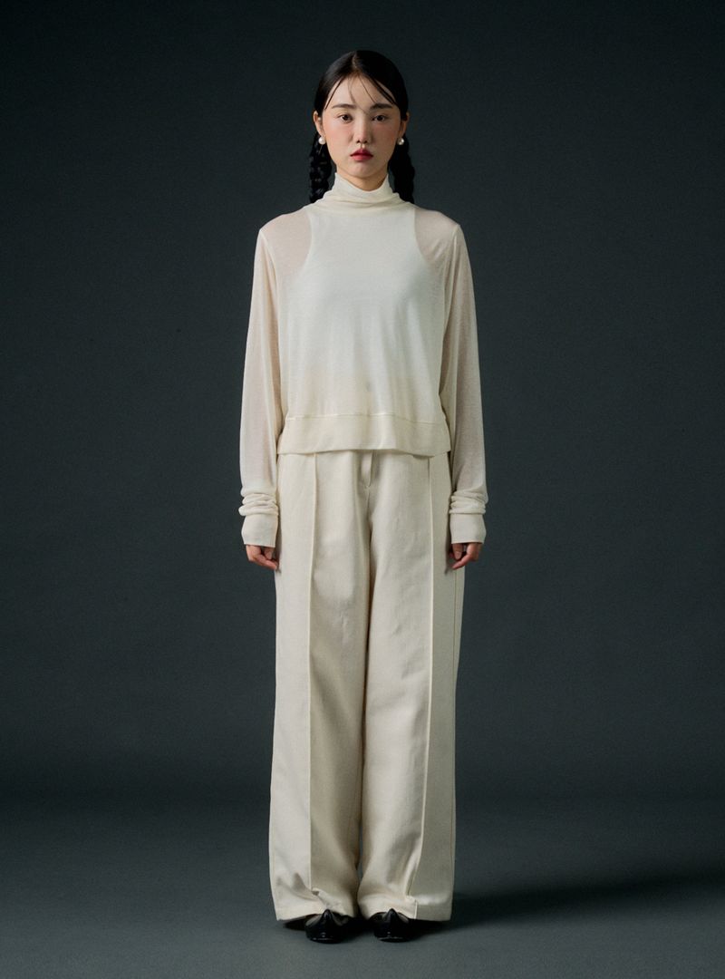 Back string pants (beige)
