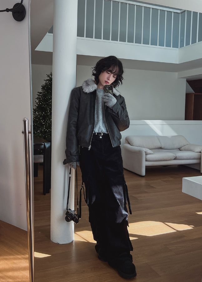 Kati Real Raccoon Fur Leather Jacket