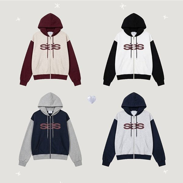Color-Block Hooded Zip-Up TripleS Bulban Hooded Outerwear (4 colors)